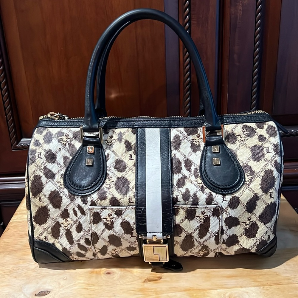 L.A.M.B. Leather Leopard Satchel Handbag Gwen Stefani